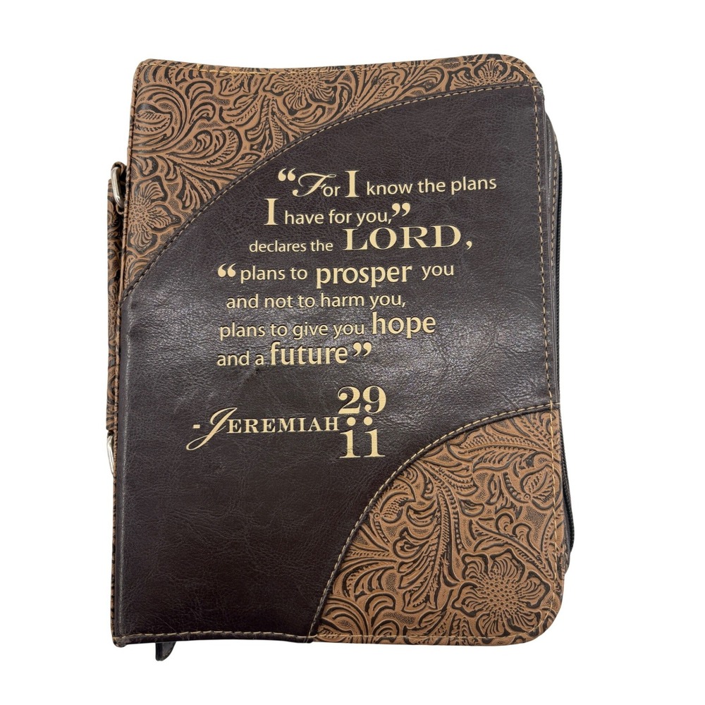 Soft Touch Classics Large Brown Bible Cover Case Tooled Floral Jeremiah 29:11